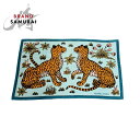 美品 HERMES エルメス レオパード 豹 オレンジ ミントグリーン コットン ビーチタオル タオルケット レディース 505333 【中古】