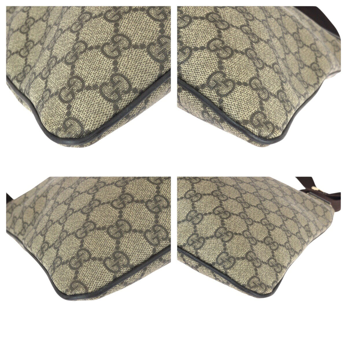美品 GUCCI グッチ ベージュ ブラウン ゴールド金具 GGスプリームキャンバス /レザー 201446 ショルダーバッグ メッセンジャーバッグ メンズ 600789 【中古】