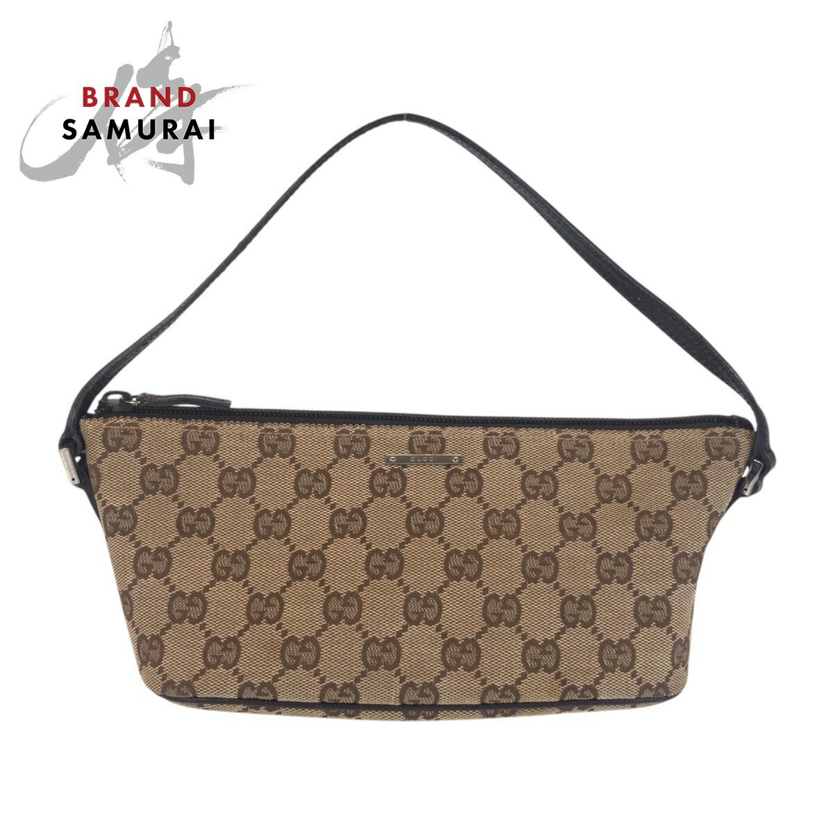 GUCCI グッチ ベージュ ブラウン シルバー金具 GGキャンバス /レザー 7198 ハンドバッグ アクセサリーポーチ レディース 601282 【中古】