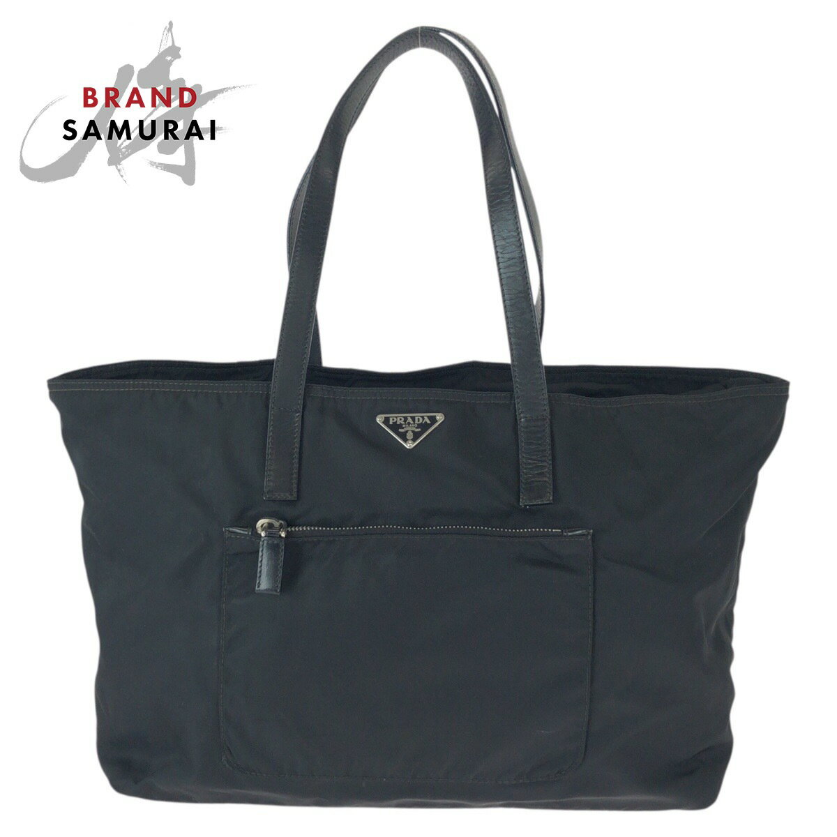 美品 PRADA プラダ テスート 三角ロゴプレート ブラック 黒 シルバー金具 ナイロン /レザー トートバッグ ショルダーバッグ レディース 601298 【中古】