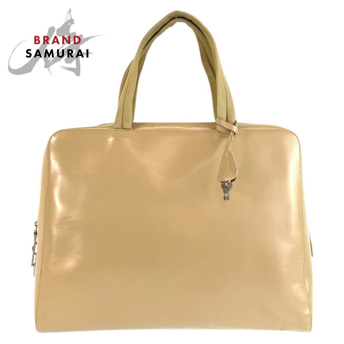 美品 PRADA プラダ ベージュ シルバー金具 レザー トートバッグ ハンドバッグ レディース 601331 【中古】