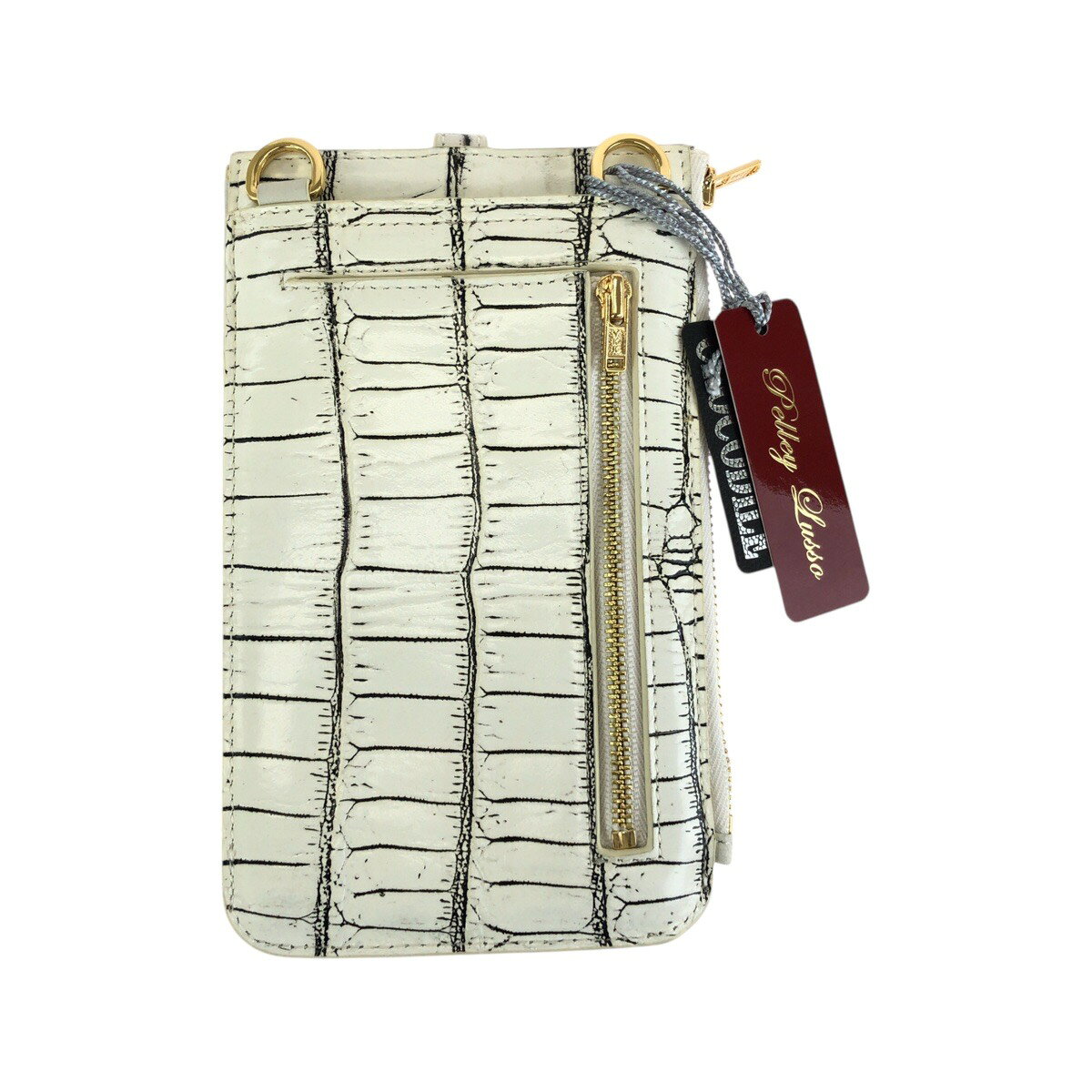 美品 Pelley Lusso ペレリールッソ ホワイト ゴールド金具 クロコダイル ショルダーバッグ ポシェット レディース 601118 【中古】 brandshoploop-10057346 BRAND SAMURAI サンプル画像2