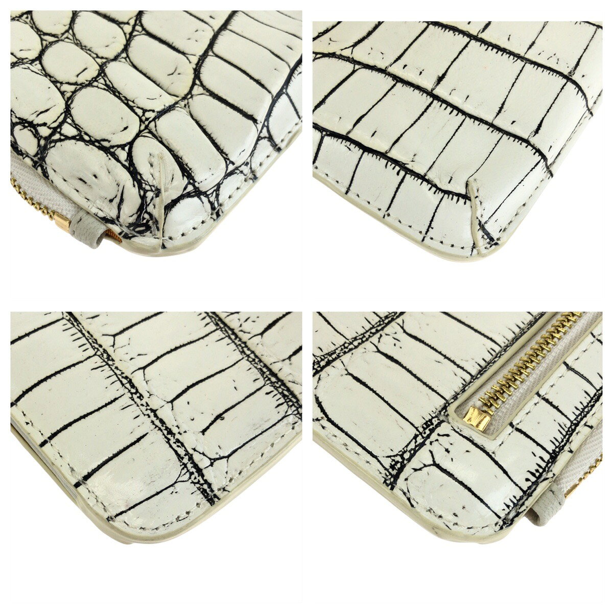 美品 Pelley Lusso ペレリールッソ ホワイト ゴールド金具 クロコダイル ショルダーバッグ ポシェット レディース 601118 【中古】 brandshoploop-10057346 BRAND SAMURAI サンプル画像3