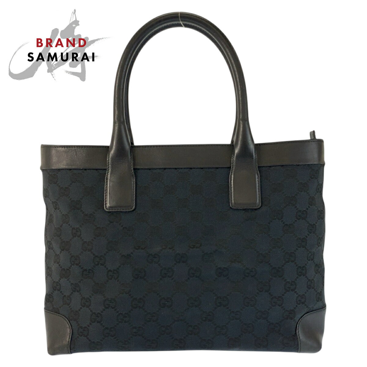 GUCCI - 美品 GUCCI グッチ ブラック 黒 GGキャンバス /レザー 002 1119 トートバッグ ハンドバッグ レディース 601394 【中古】