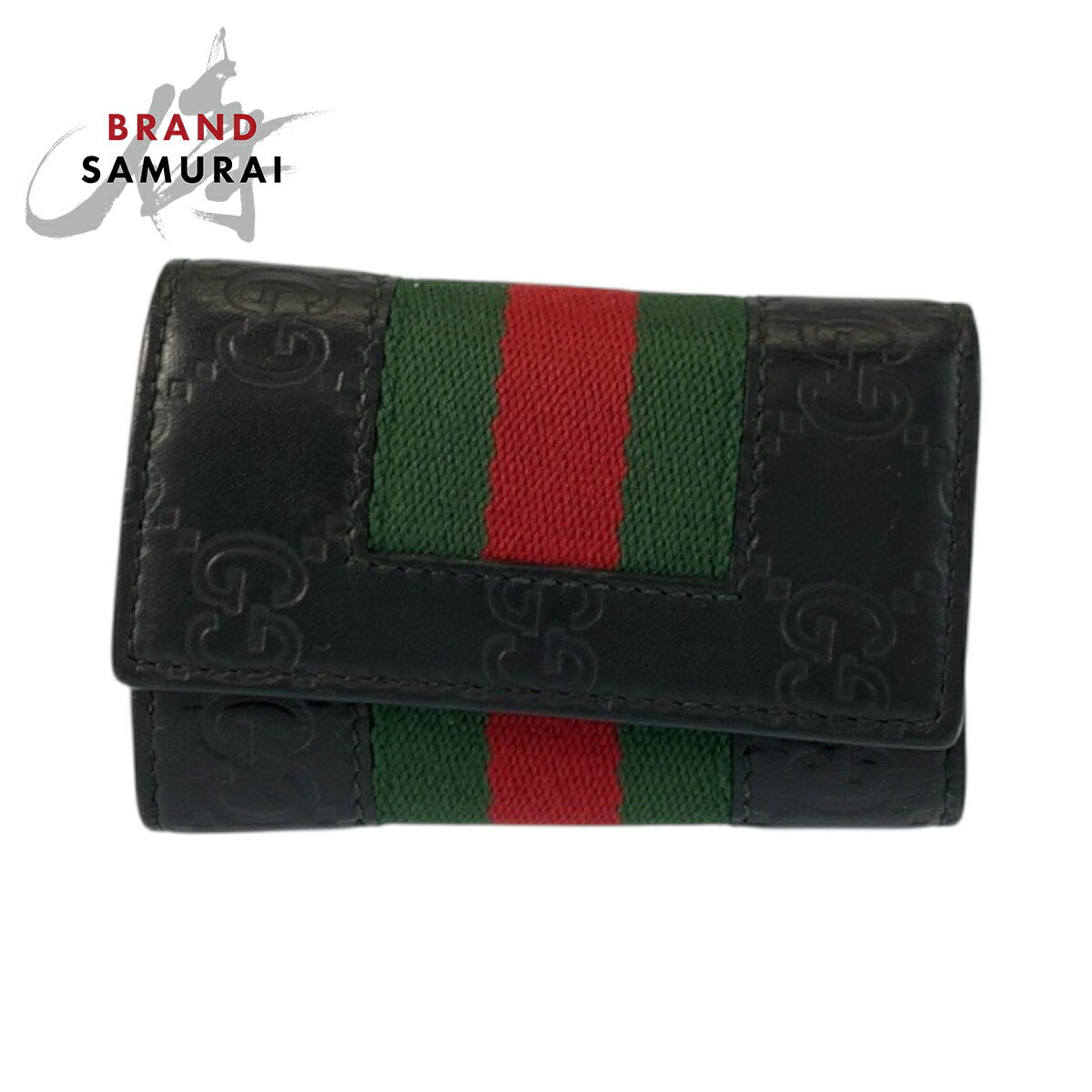 GUCCI - GUCCI グッチ シェリーライン グッチシマ 6連 ブラック 黒 シルバー金具 レザー 408828 キーケース 男女兼用 メンズ 601426 【中古】