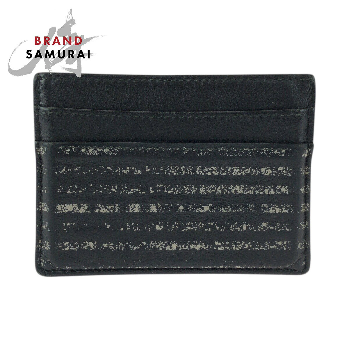 DIOR HOMME ディオール オム ブラック 黒 ホワイト レザー 10 B0 0176 カードケース パスケース メンズ 600560 【中古】