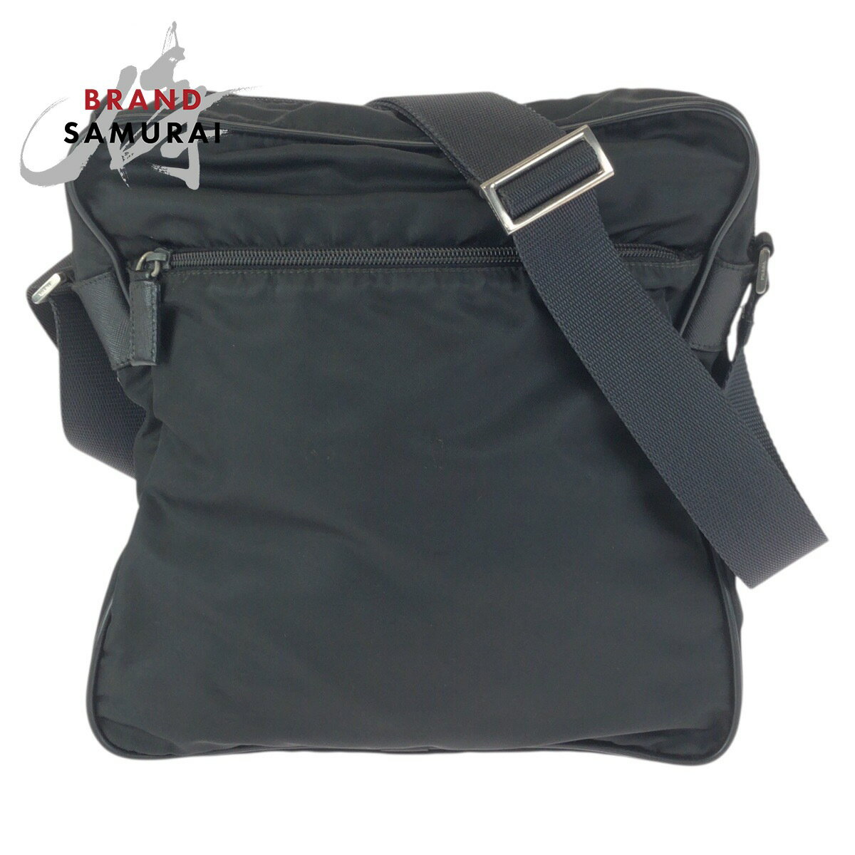 Rakuten - 美品 PRADA プラダ テスート 三角ロゴプレート ブラック 黒 シルバー金具 ナイロン ショルダーバッグ メッセンジャーバッグ レディース 601633 【中古】