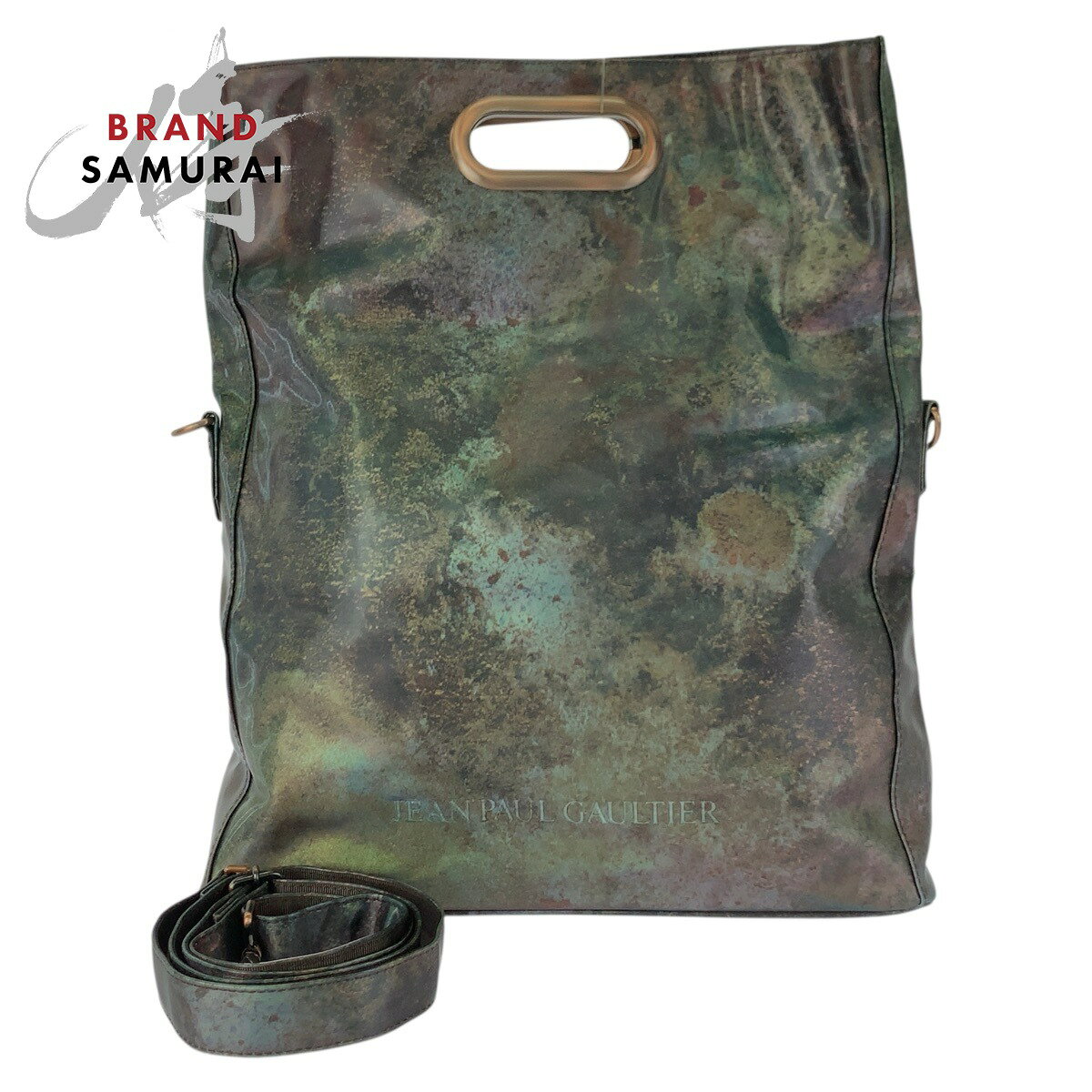 美品 Jean Paul Gaultier ジャンポール ゴルチェ ヴィンテージ Vサイバー 2way マルチカラー PVC ショルダーバッグ ハンドバッグ メンズ 602394 【中古】