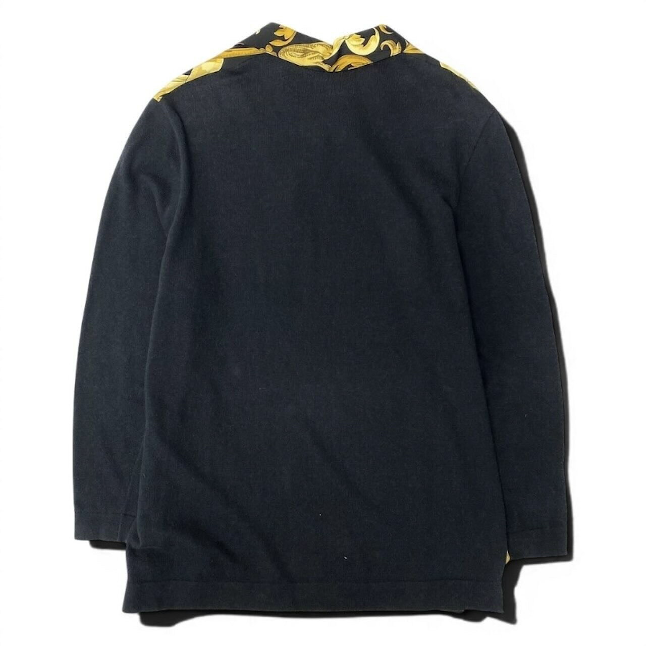 BRAND SAMURAIのHERMES エルメス ヴィンテージ シルク切替 ニットポロシャツ ロングスリーブ ニットトップス スカーフ柄 シルク /コットン /カシミヤ ポロシャツ レディース A3-00228 【中古】｜アングル2