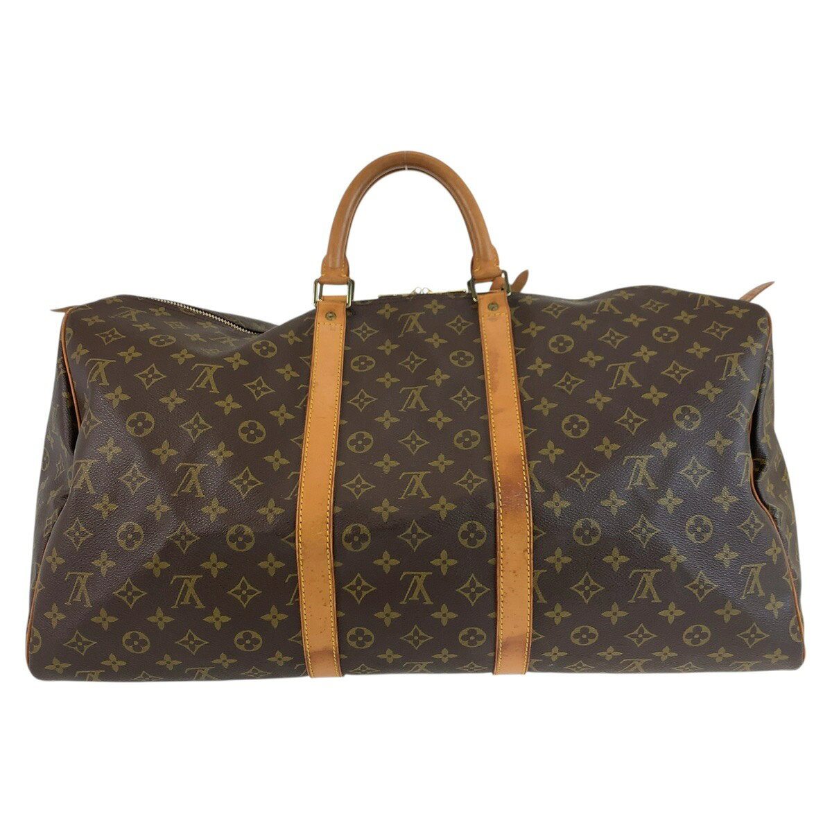 LOUIS VUITTON ルイヴィトン モノグラム キーポル55 ブラウン ゴールド金具 PVC /...