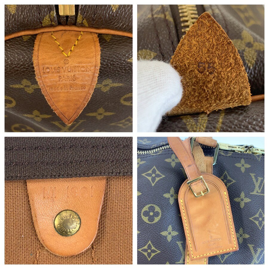 LOUIS VUITTON ルイヴィトン モノグラム キーポル55 ブラウン ゴールド金具 PVC /...