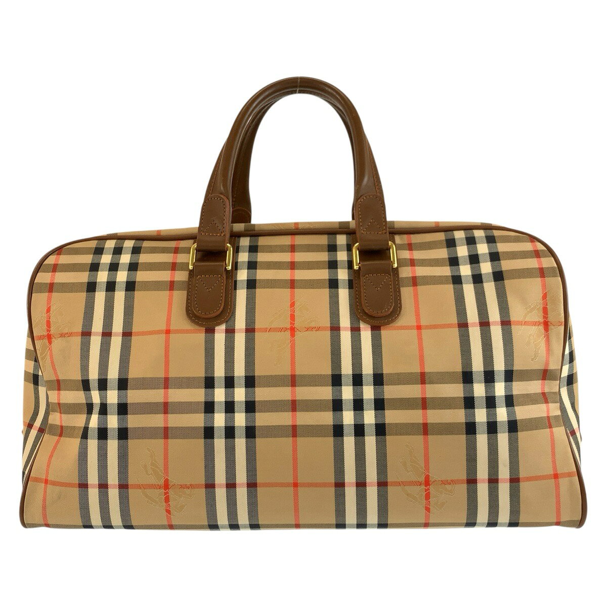 美品 Burberrys バーバリーズ ヴィンテージ シャドーホース チェック柄 ベージュ ブラウン ゴールド金具 キャンバス brandshoploop-10060667 BRAND SAMURAI サンプル画像2