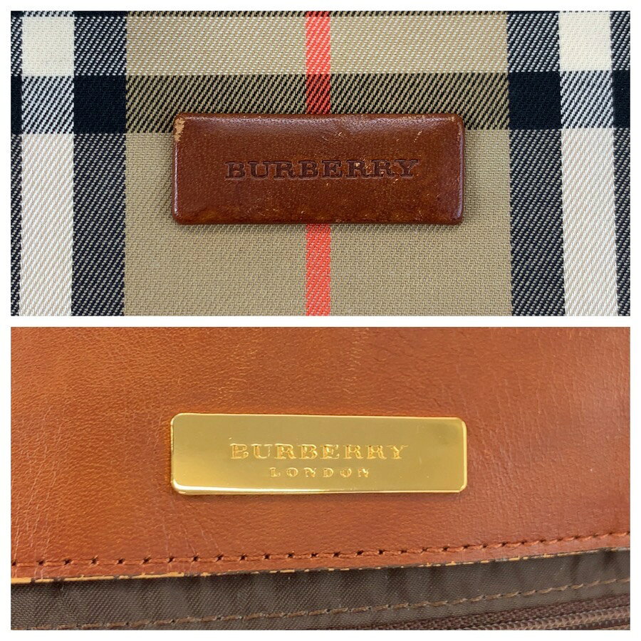 美品 BURBERRY バーバリー チェック柄 ベージュ ブラウン ゴールド金具 キャンバス レザー トートバッグ ショルダーバ brandshoploop-10060750 BRAND SAMURAI サンプル画像3