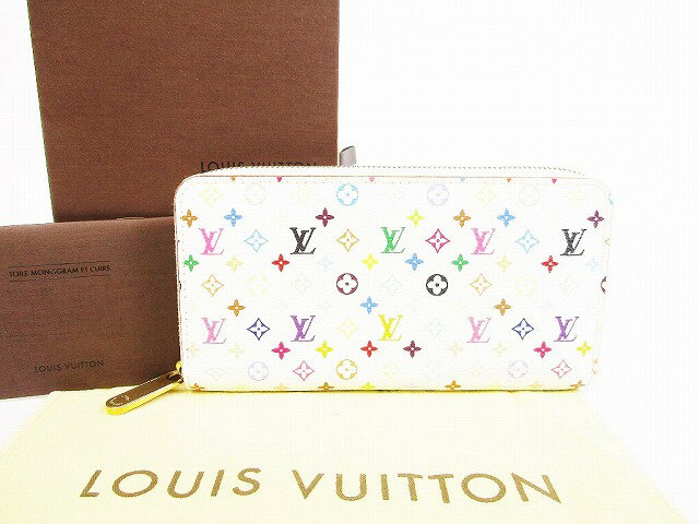 ルイヴィトン LOUIS VUITTON マルチカラー ジッピーウォレット ラウンドジップ長財布 白 【中古】