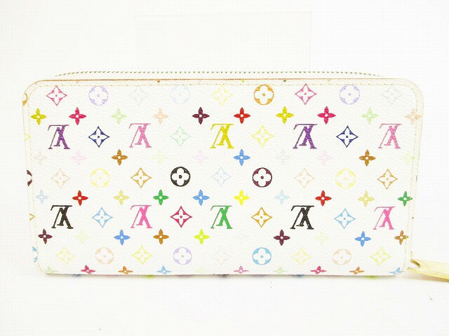 ルイヴィトン LOUIS VUITTON マルチカラー ジッピーウォレット ラウンドジップ長財布 白 【中古】