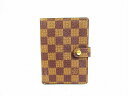 ルイヴィトン LOUIS VUITTON ダミエ アジェンダPM 手帳カバー システム手帳 メンズ レディース エベヌ 茶 【中古】