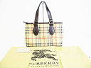 【超美品】 バーバリー プローサム BURBERRY ヘイマーケット チェック ハンドバッグ トートバッグ ブラウン 【中古】