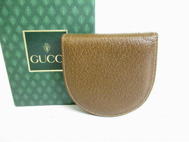 【レア】 【未使用保管品】 グッチ GUCCI ヴィンテージ レザー 小銭入れ コインパース コインケース メンズ レディース オリーブ 【中古】