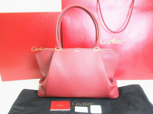 【未使用保管品】 カルティエ Cartier C ドゥ カルティエ MM トリヨンレザー ゴールドフィニッシュ ハンドバッグ 2Way バッグ レッドスピネル 【中古】