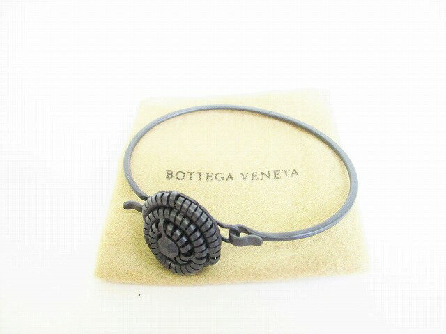 【レア】【未使用保管品】 ボッテガヴェネタ BOTTEGA VENETA シルバー 925 Ag925 バングル ブレスレット 黒 【中古】