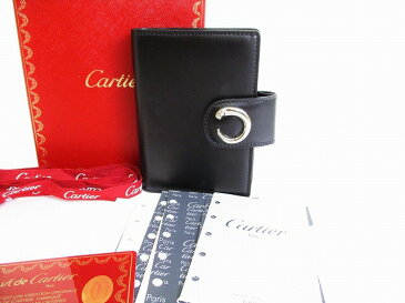 【未使用保管品】 カルティエ Cartier パンテール ドゥ カルティエ レザー 手帳カバー システム手帳 アジェンダ メンズ レディース 黒 【中古】