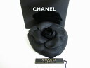 【未使用保管品】 シャネル CHANEL キャンバス フラワー モチーフ コサージュ ブローチ 黒 【中古】