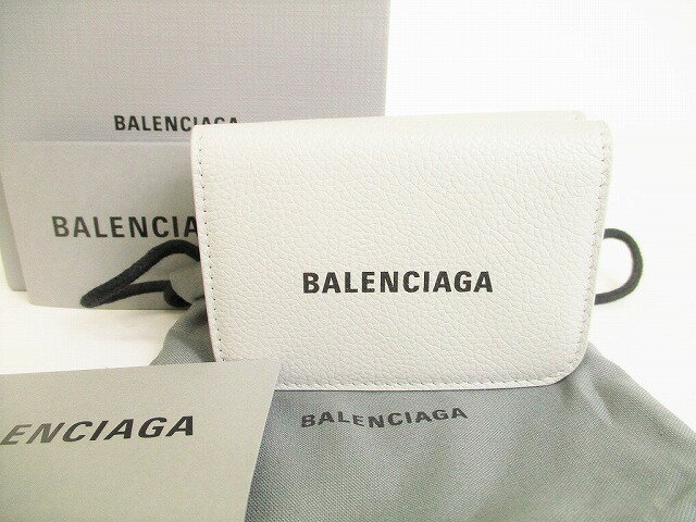 【未使用保管品】 バレンシアガ BALENCIAGA キャッシュ ミニウォレット カーフスキン 3つ折り財布 コンパクト財布 メンズ レディース グレー 【中古】