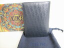 【未使用保管品】 クリスチャン ディオール Christian Dior オブリーク レザー パスポートカバー メンズ レディース ネイビー 【中古】