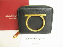 【未使用保管品】 サルバトーレ フェラガモ Salvatore Ferragamo ガンチーニ レザー ラウンドジップ 2つ折り 財布 コンパクト財布 ネロ 黒 【中古】(4)