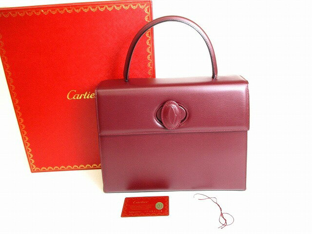 【未使用保管品】 カルティエ Cartier マスト ドゥ カルティエ カーフレザー ハンドバッグ パーティーバッグ ボルドー 【中古】のサムネイル