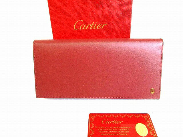 【未使用保管品】 カルティエ Cartier パシャ ドゥ カルティエ カーフレザー インターナショナル ワレット 2つ折り 長財布 ボルドー 【中古】