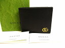 【展示保管品】 グッチ GUCCI GG マーモント レザー 2つ折り 財布 コンパクトウォレット メンズ レディース 黒 【中古】