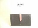 【未使用保管品】 セリーヌ CELINE バイカラー グレインド カーフスキン ラージ ストラップウォレット 2つ折り 長財布 メンズ レディース ダークグレー 【中古】