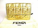 【未使用保管品】 フェンディ FENDI ズッカ レザー バゲット財布 2つ折り コンパクト財布 コンパクトウォレット メンズ レディース ゴールド 【中古】