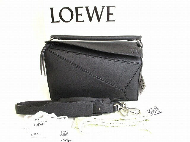  ロエべ LOEWE パズルバッグ クラシックカーフ ハンドバッグ ショルダーバッグ 斜めかけバッグ 2Wayバッグ ブラック 