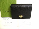 【未使用保管品】 グッチ GUCCI GG マーモント レザー カードケース 2つ折り 財布 コンパクトウォレット メンズ レディース 黒 【中古】