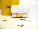 【未使用保管品】 フェンディ FENDI FFモチーフ バゲット ナッパレザー マイクロ 三つ折り 財布 コンパクトウォレット ホワイト 【中古】