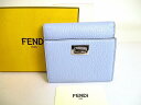 【未使用保管品】 フェンディ FENDI ピーカブー レザー パラディウム メタル 3つ折り 財布 コンパクト財布 コンパクトウォレット ライトブルー 【中古】