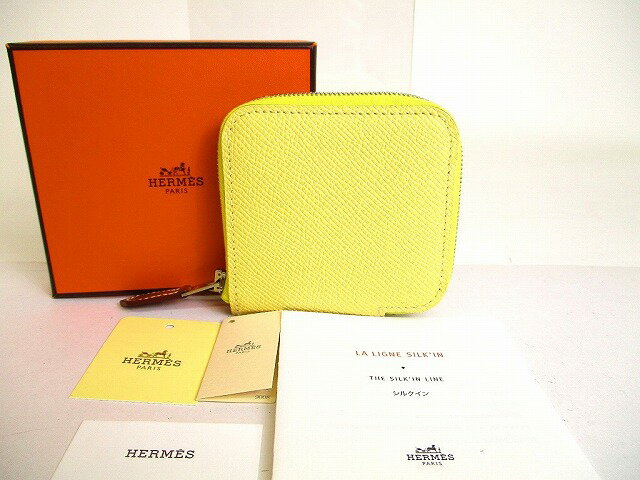 【未使用保管品】 エルメス HERMES ヴォーエプソン アザップ コンパクト ミニ シルクイン 小銭入れ コインケース メンズ レディース ジョーヌブッサン 【中古】