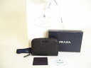 【未使用保管品】 プラダ PRADA サフィアーノマルチカラー レザー コインケース 小銭入れ メンズ レディース ブラック×グレー 【中古】