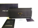 【未使用保管品】 プラダ PRADA ナイロン×レザー 2つ折り 長財布 ロングウォレット パスケース 付き メンズ レディース ネロ 黒 【中古】(4)