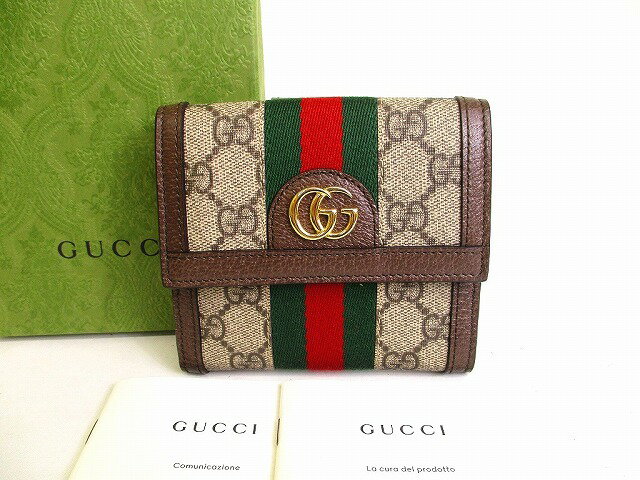 【未使用保管品】 グッチ GUCCI オフィディア GG ウェブストライプ フレンチフラップウォレット 2つ折り 財布 メンズ レディース 【中古】