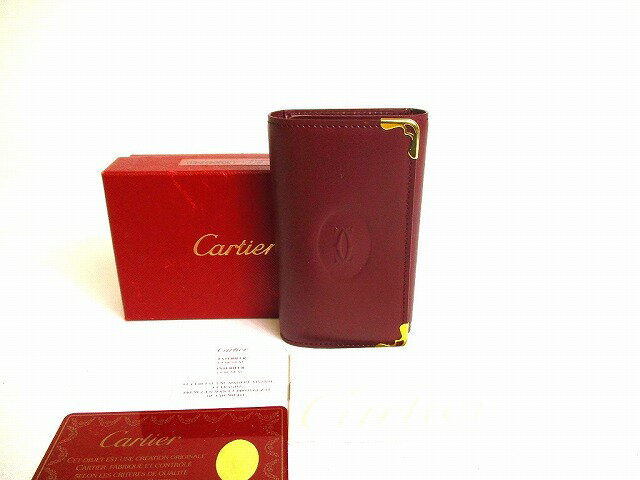  カルティエ Cartier マスト ドゥ カルティエ カーフレザー 6連 キーケース キーリング メンズ レディース ボルドー 