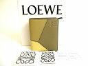 【未使用保管品】 ロエベ LOEWE パズル クラシックカーフ コンパクト ジップウォレット コンパクトウォレット 2つ折り 財布 メンズ レディース ベージュ×グレイグリーン×カーキーグリーン 【中古】