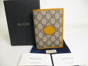 【未使用保管品】 グッチ GUCCI インターロッキングG GGスプリーム キャンバス パスポートカバー メンズ レディース ベージュ×オーカー 【中古】