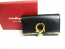 【未使用保管品】 サルバトーレ フェラガモ Salvatore Ferragamo ガンチーニ ゴールド金具 レザー 6連 キーケース メンズ レディース 黒 ...