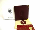 【未使用保管品】 カルティエ Cartier マスト ドゥ カルティエ カーフスキン 2つ折り 財布 コンパクト財布 メンズ レディース ボルドー 【中古】