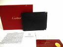 【未使用保管品】 カルティエ Cartier マスト ドゥ カルティエ カーフスキン 2つ折り 財布 コンパクト財布 メンズ レディース 黒 【中古】