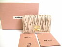 【未使用保管品】 ミュウミュウ miu miu マテラッセ レザー 名刺入れ カードケース カードホルダー ベージュ 【中古】