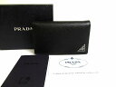 【未使用保管品】 プラダ PRADA サフィアーノ トライアングル レザー 名刺入れ カードケース カードホルダー メンズ レディース ネロ 黒 【中古】